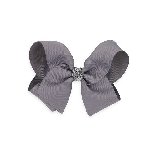 Rosette, 8Cm, Gray With Glitter