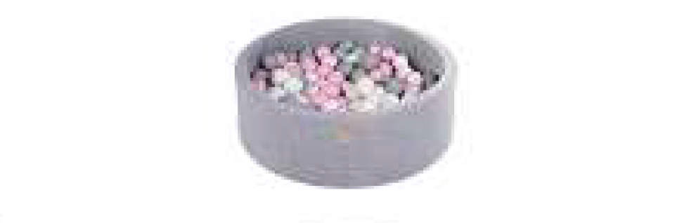 Bollpool Round 90X30 Cm - Light Gray, Velvet (250 Balls)