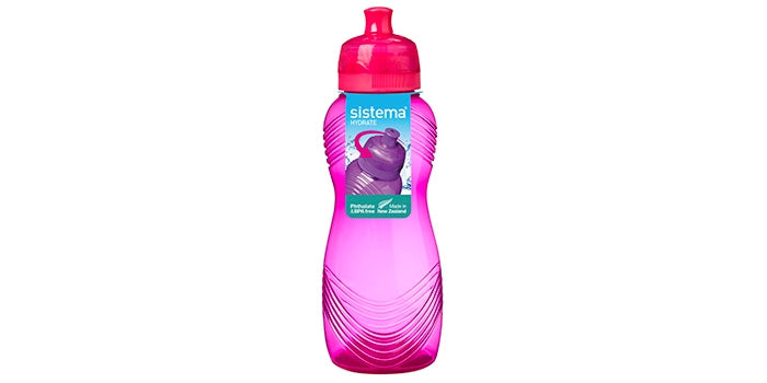 Drinkfles met golfpatroon - roze (600 ml)