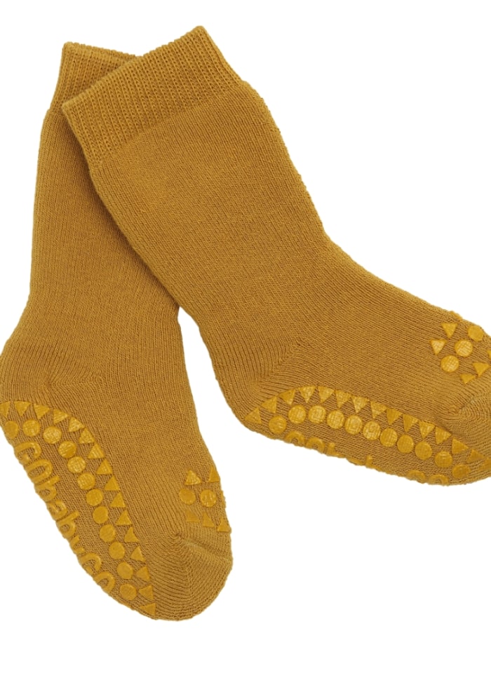 Chaussettes sans glissement, Str. 20-22 (1-2 ans) -Mustard